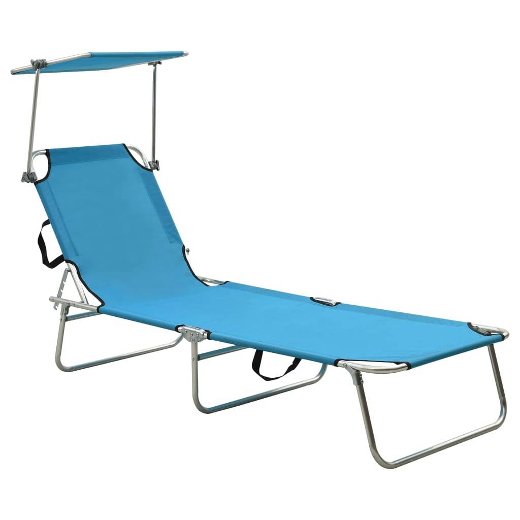 ComfortXL - Transat Aluminium Pliable Pare-Soleil Bleu – ComfortXL Outdoor Living - Image 1