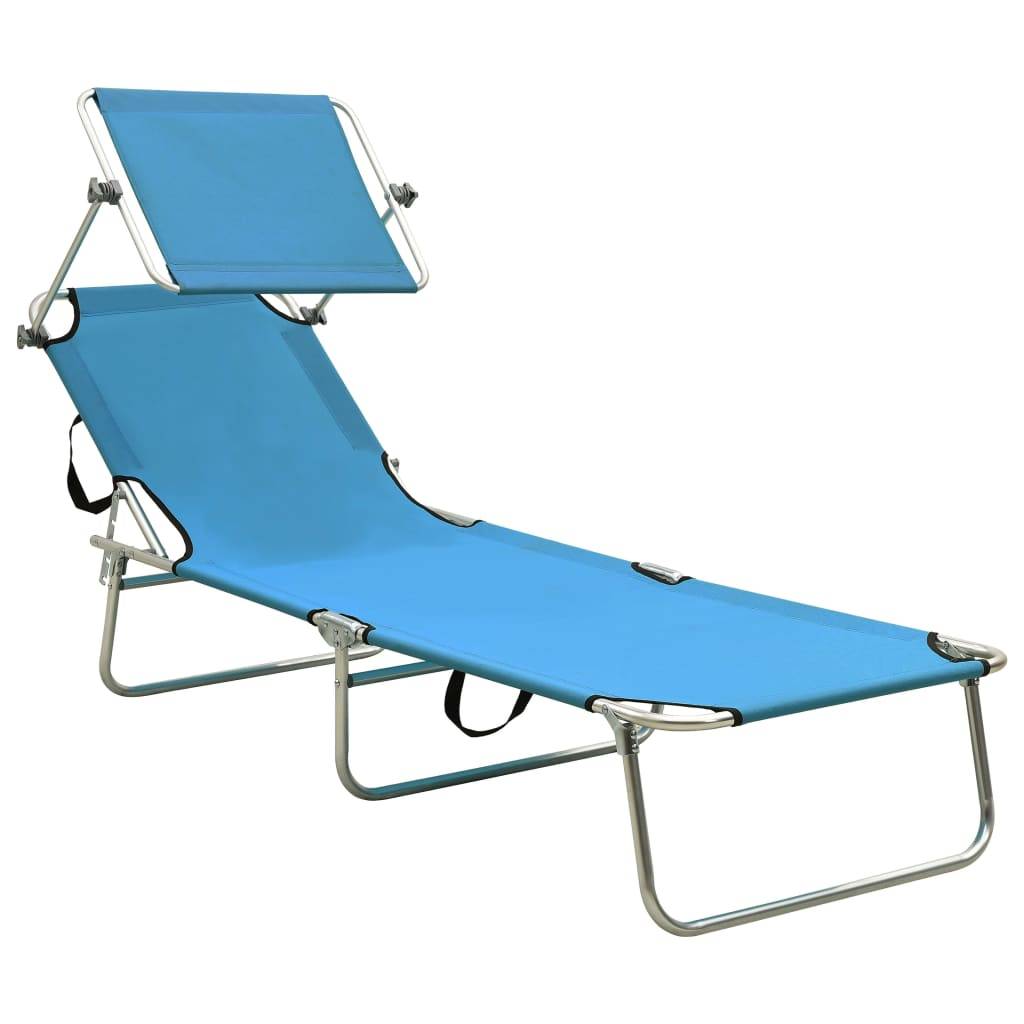 ComfortXL - Transat Aluminium Pliable Pare-Soleil Bleu – ComfortXL Outdoor Living - Image 2