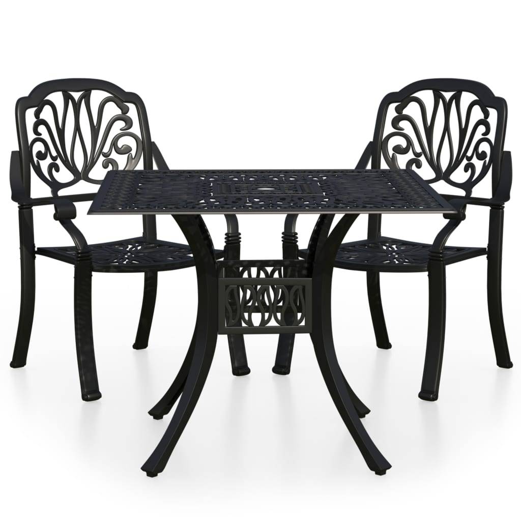 Vidaxl - Ensemble de bistro 3 pcs Aluminium coulé Noir vidaXL 3070578 - Image 2