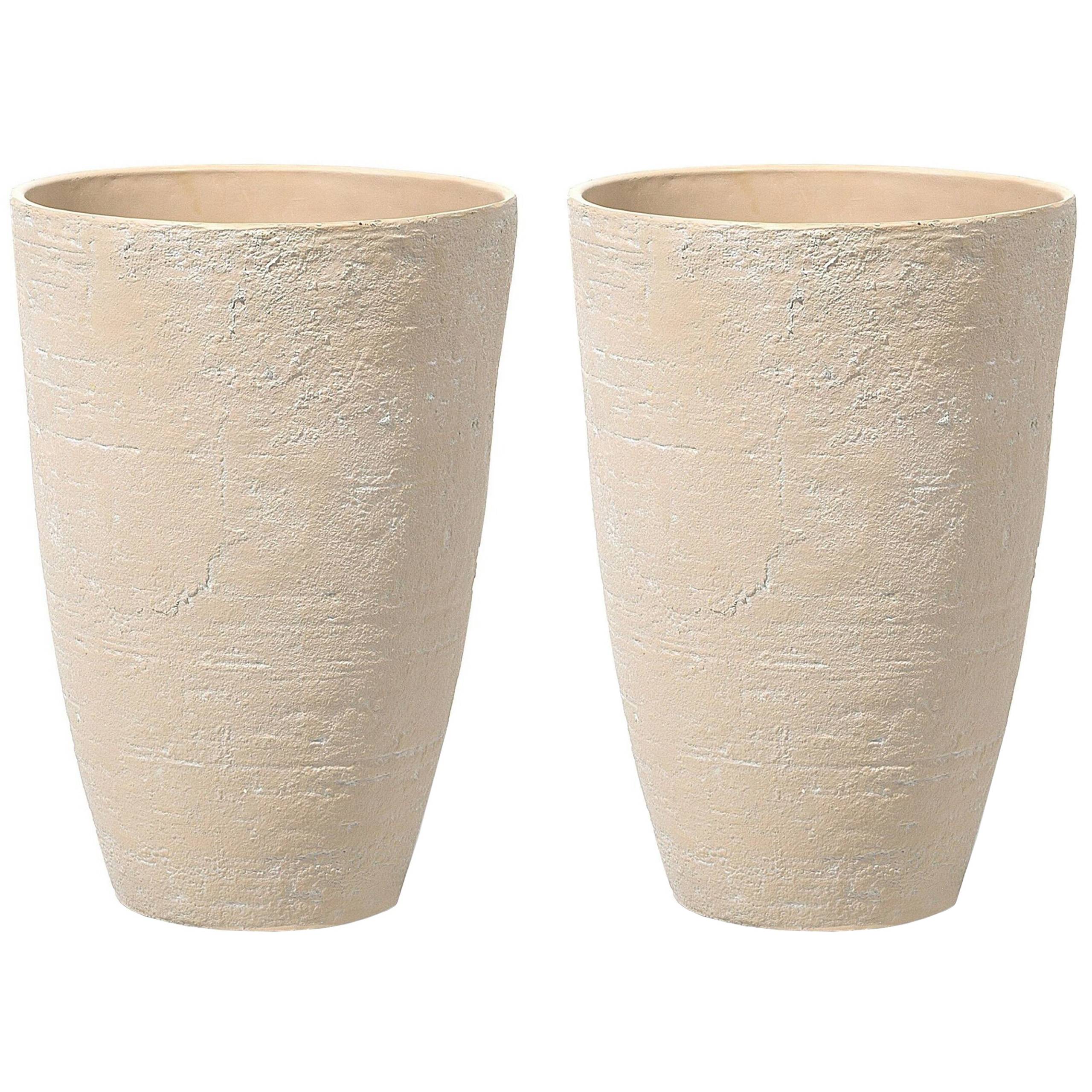 Cache-pot d'extérieur Fibre d'argile Beige CAMIA - Beliani - Image 1