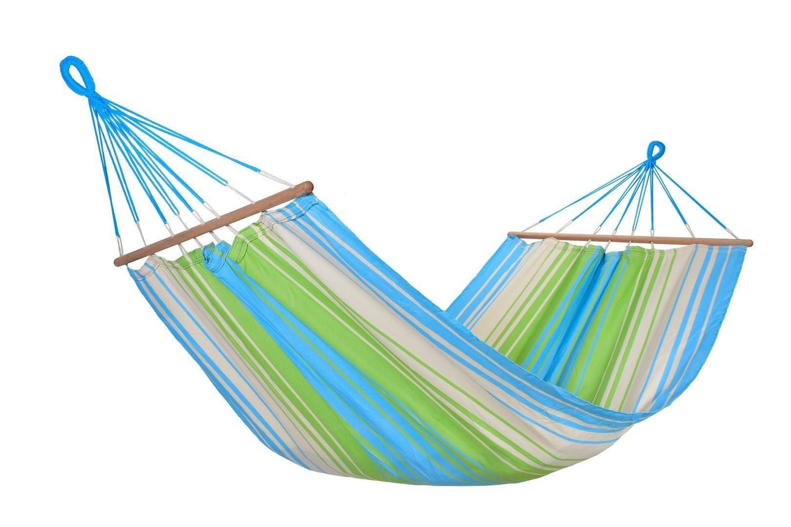 Jobek - Hamac KOLOR 300x100 cm en Polypropylène Vert Bleu Écru certifié FSC 100% JOBEK - Image 1