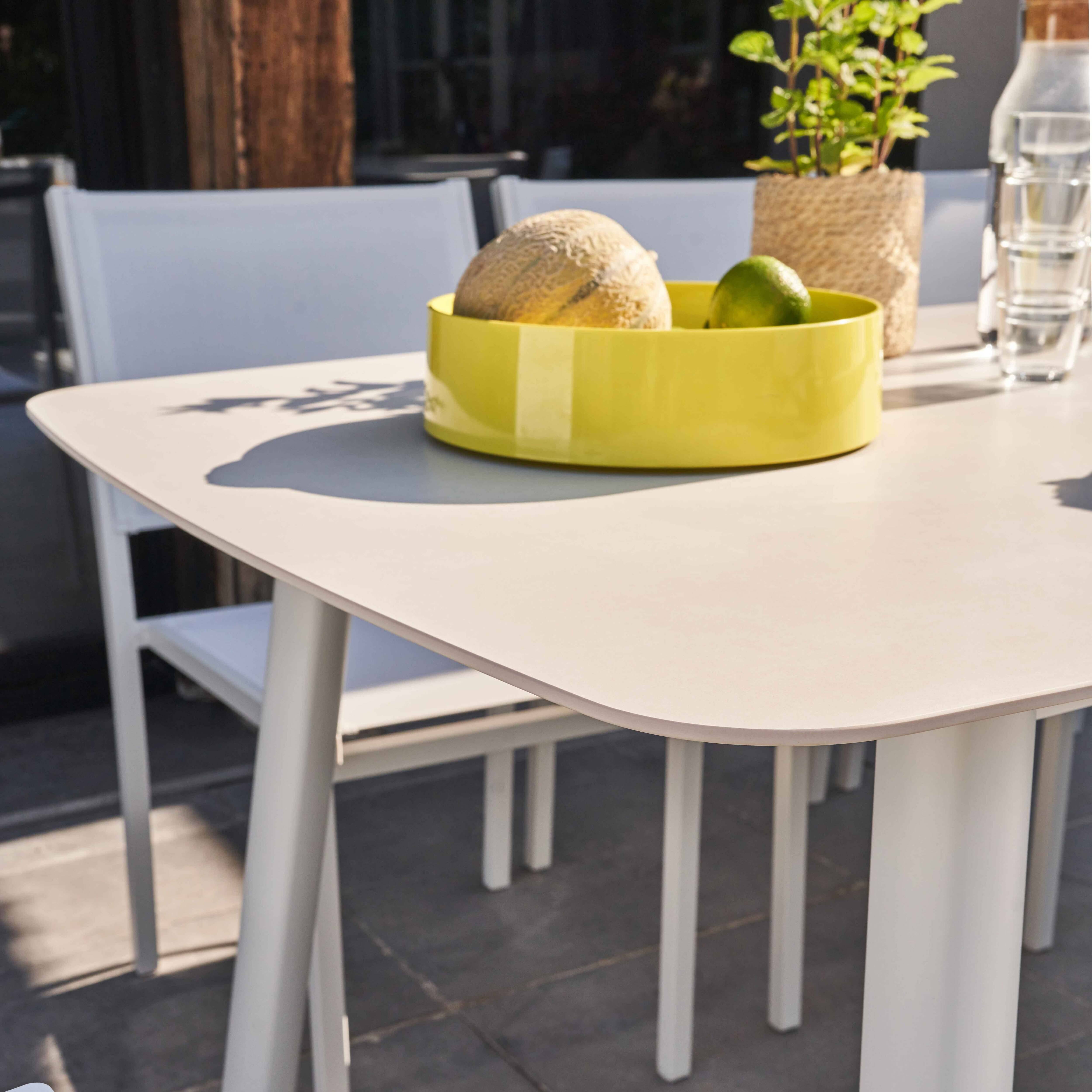 Oviala - Table de terrasse rectangulaire en aluminium et pierre frittée blanc Piedra - Oviala - Image 4