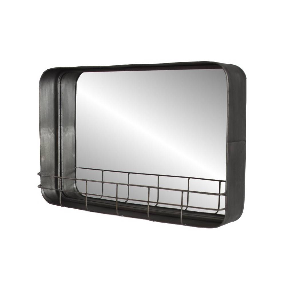 Chemin De Campagne - ~ Miroir étagère murale en métal gris 49 x 30 cm Chemin de campagne - Image 1