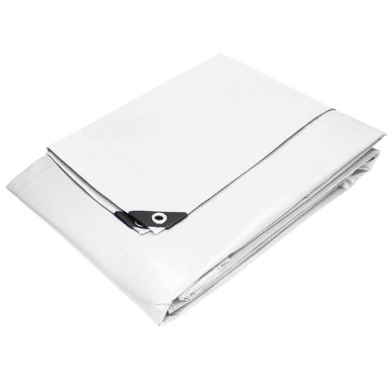 Bâche de Protection Imperméable à l'Eau avec Oeillets - 1,5x6 m 9m² 180g/m² - Polyéthylène PE Blanc - Résistant à la Moisissure - Image 1