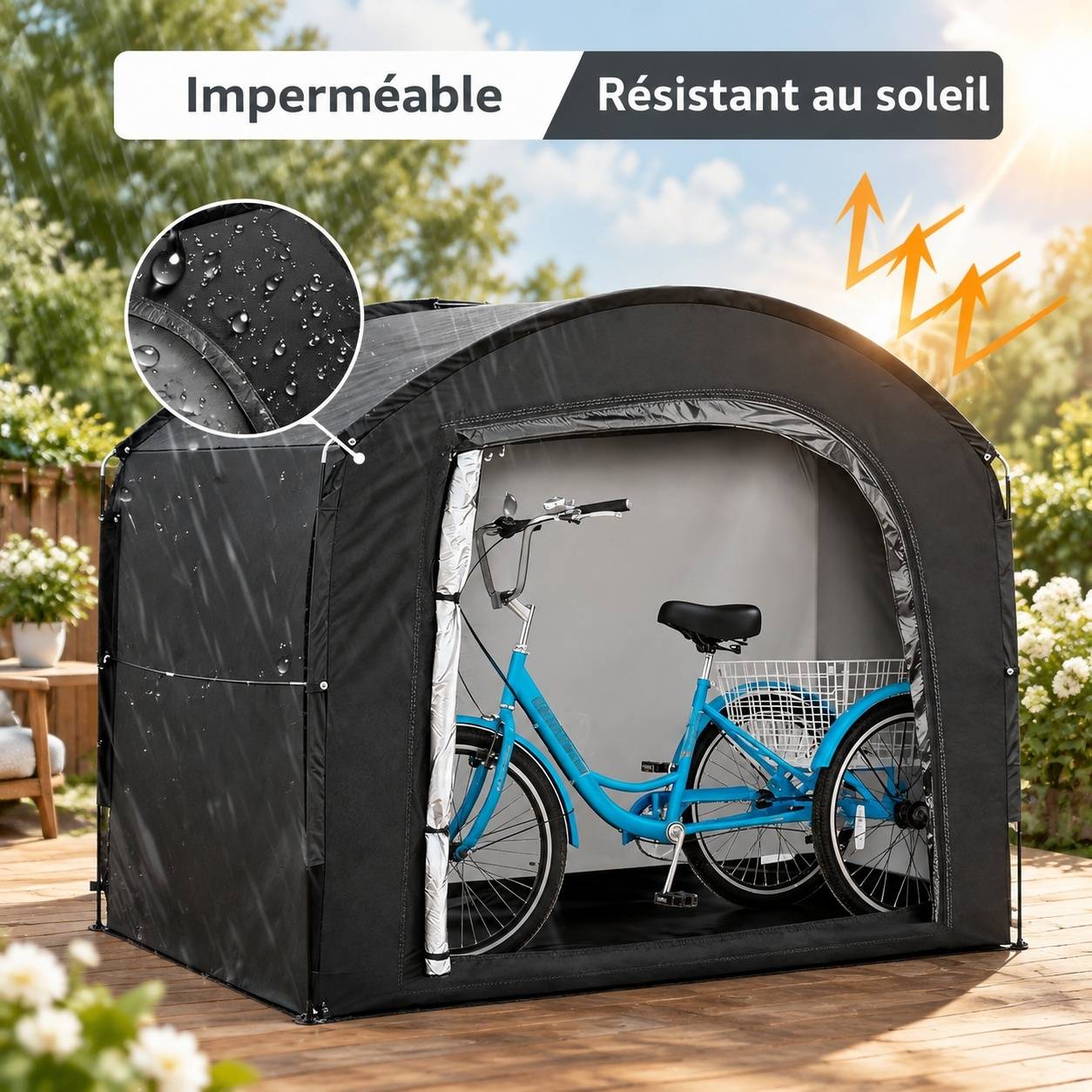 Tente de rangement portable extérieur pour vélos imperméable anti poussière protection uv polyvalent - Image 3