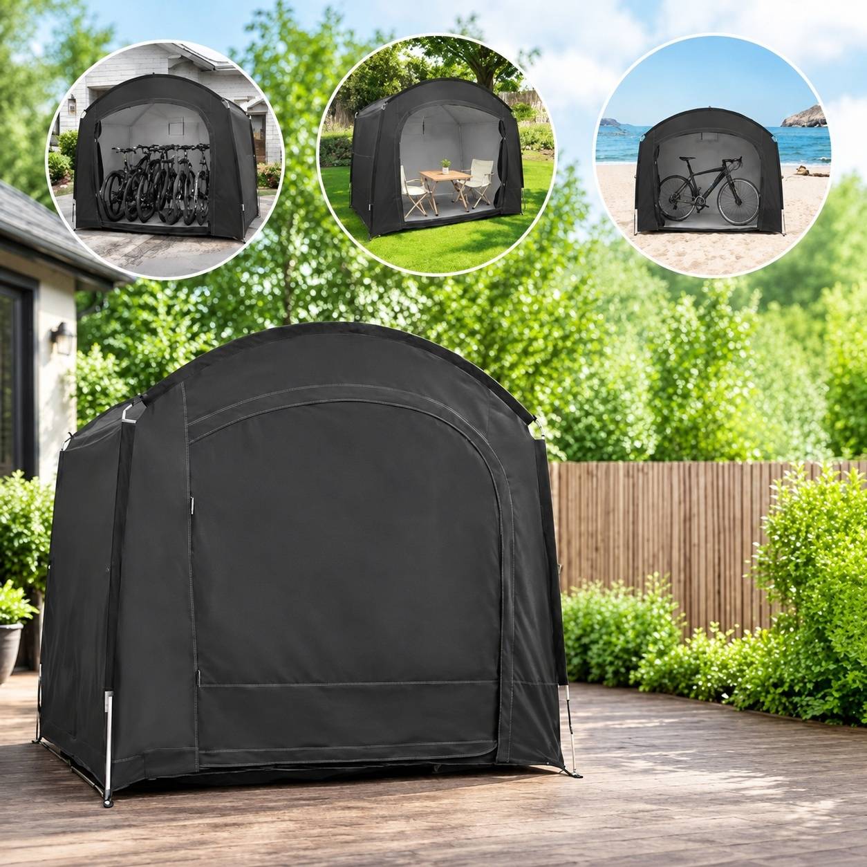 Tente de rangement portable extérieur pour vélos imperméable anti poussière protection uv polyvalent - Image 7