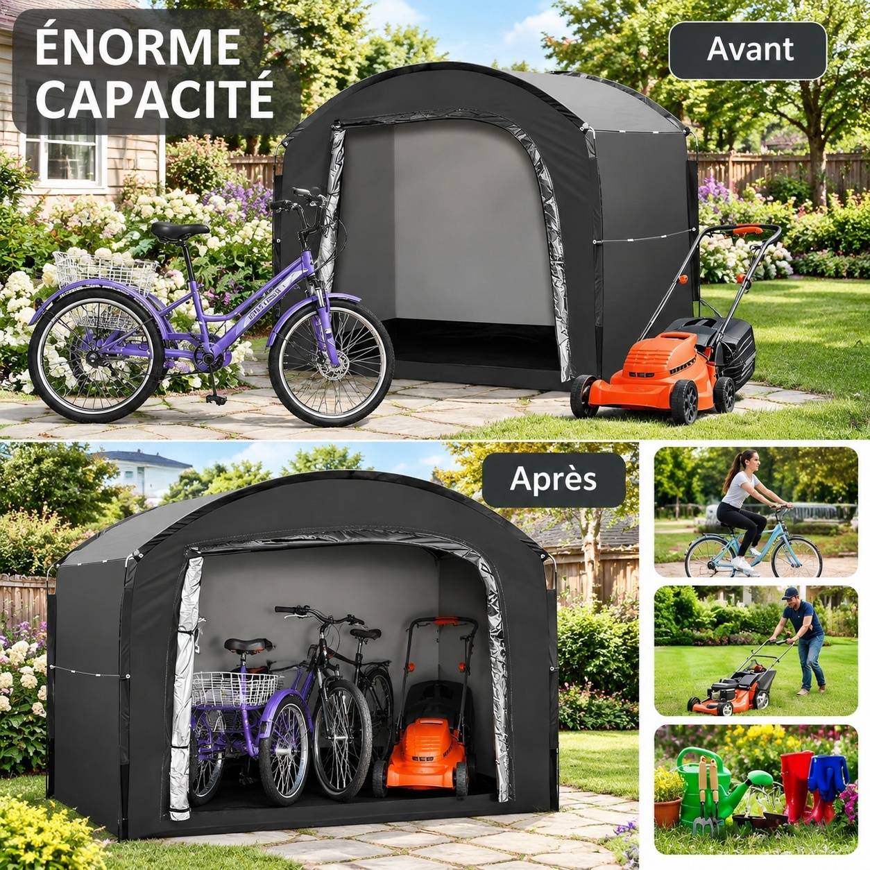 Tente de rangement portable extérieur pour vélos imperméable anti poussière protection uv polyvalent - Image 4