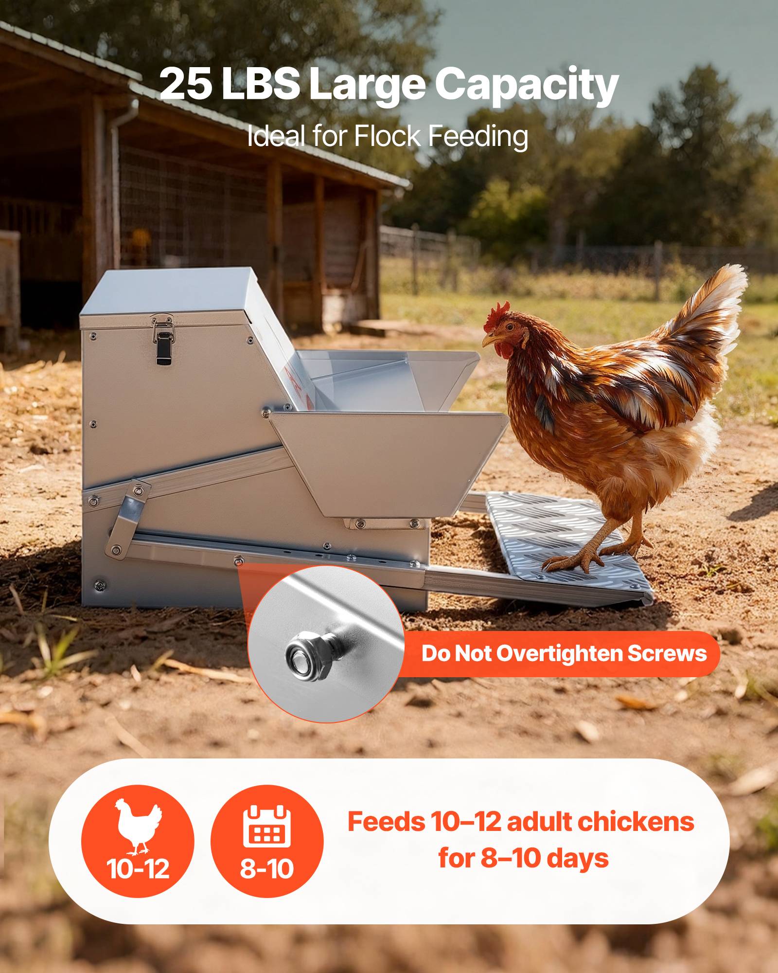 Vevor - VEVOR Mangeoire Auto à Pédale Poules Distributeur Nourriture Volailles 11,34 kg - Image 3