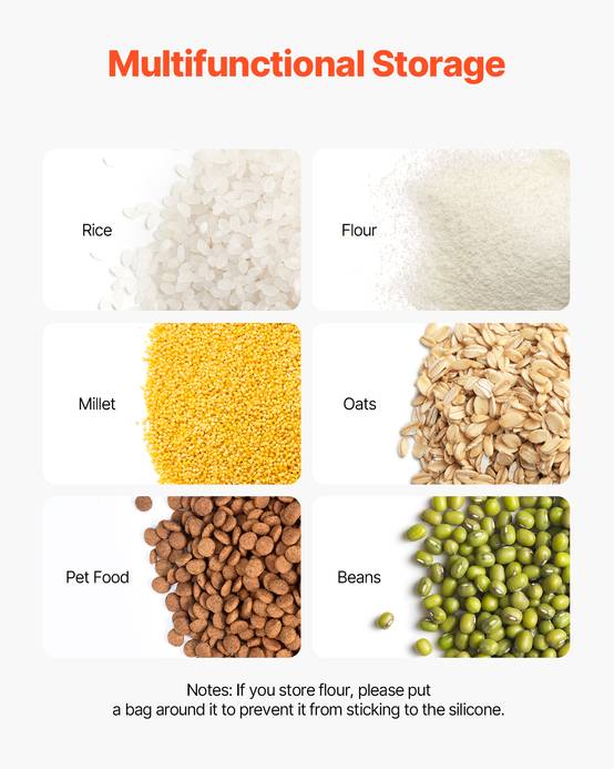 VEVOR Conteneur stockage riz 20L, 2pcs, hermétique, roulettes, tasse mesure, animal. - Image 7