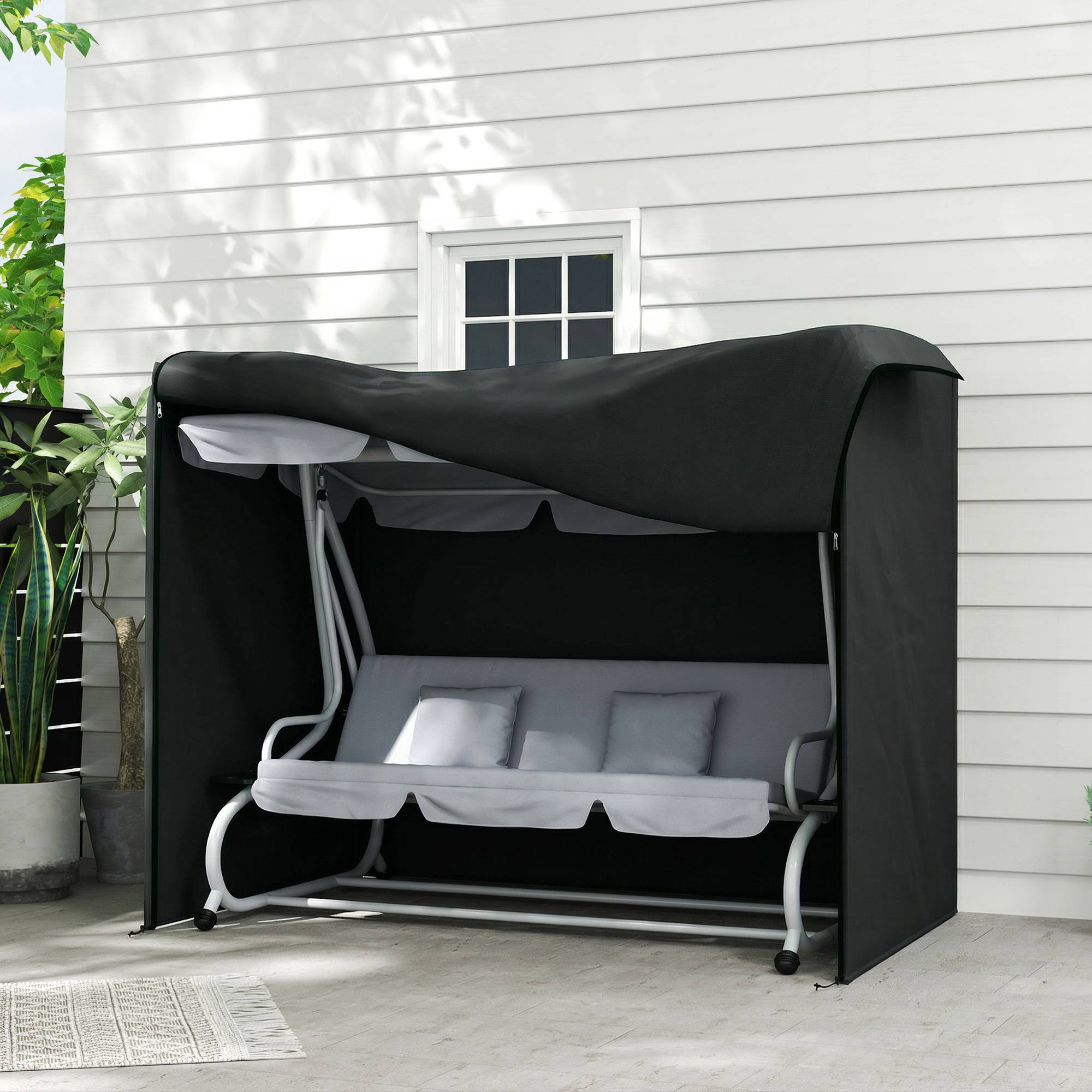 Housse de Protection Balancelle Oxford Jardin Imperméable 220x125x172cm Noir - ComfortXL Outdoor Living - Image 3