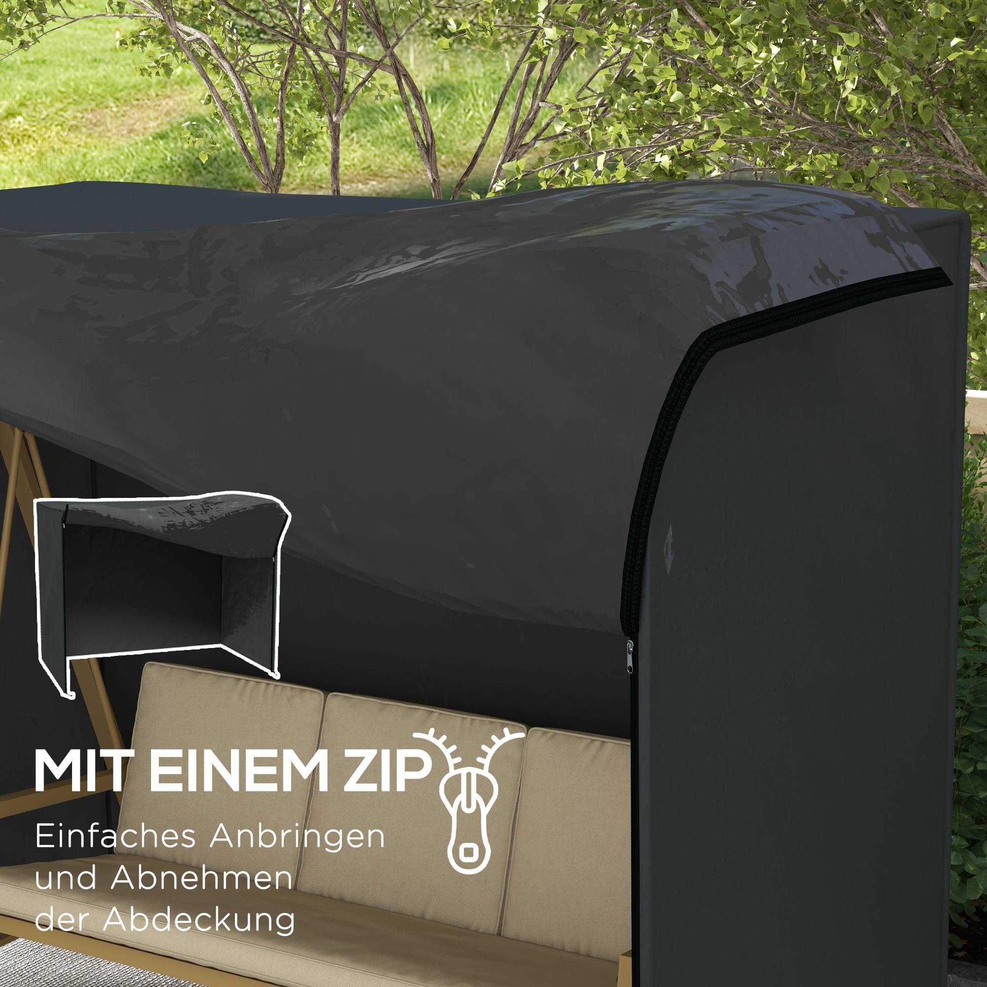 Housse de Protection Balancelle Oxford Jardin Imperméable 220x125x172cm Noir - ComfortXL Outdoor Living - Image 9