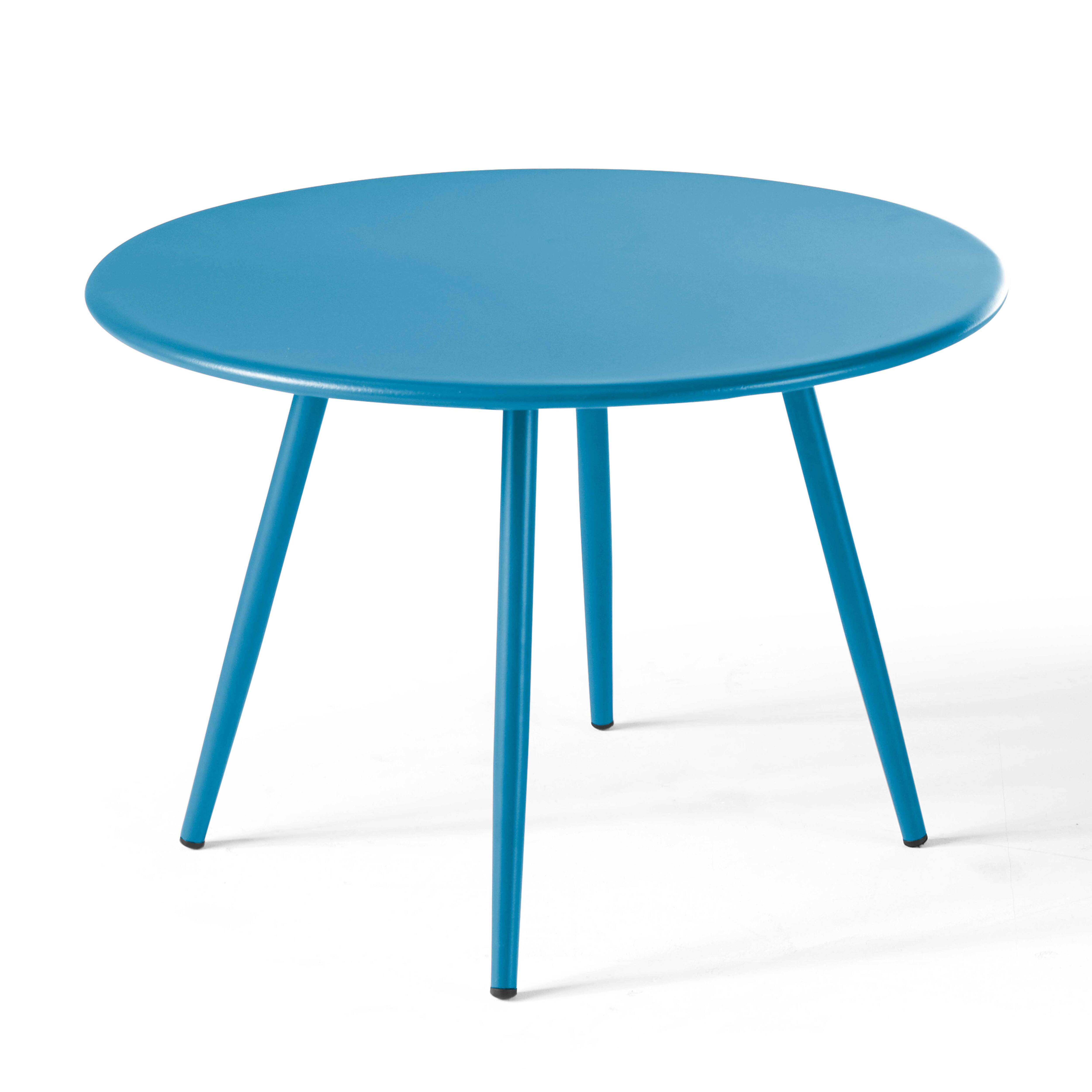 Oviala - Lot de 2 tables basses de jardin en acier bleu pacific Palavas - Oviala - Image 4