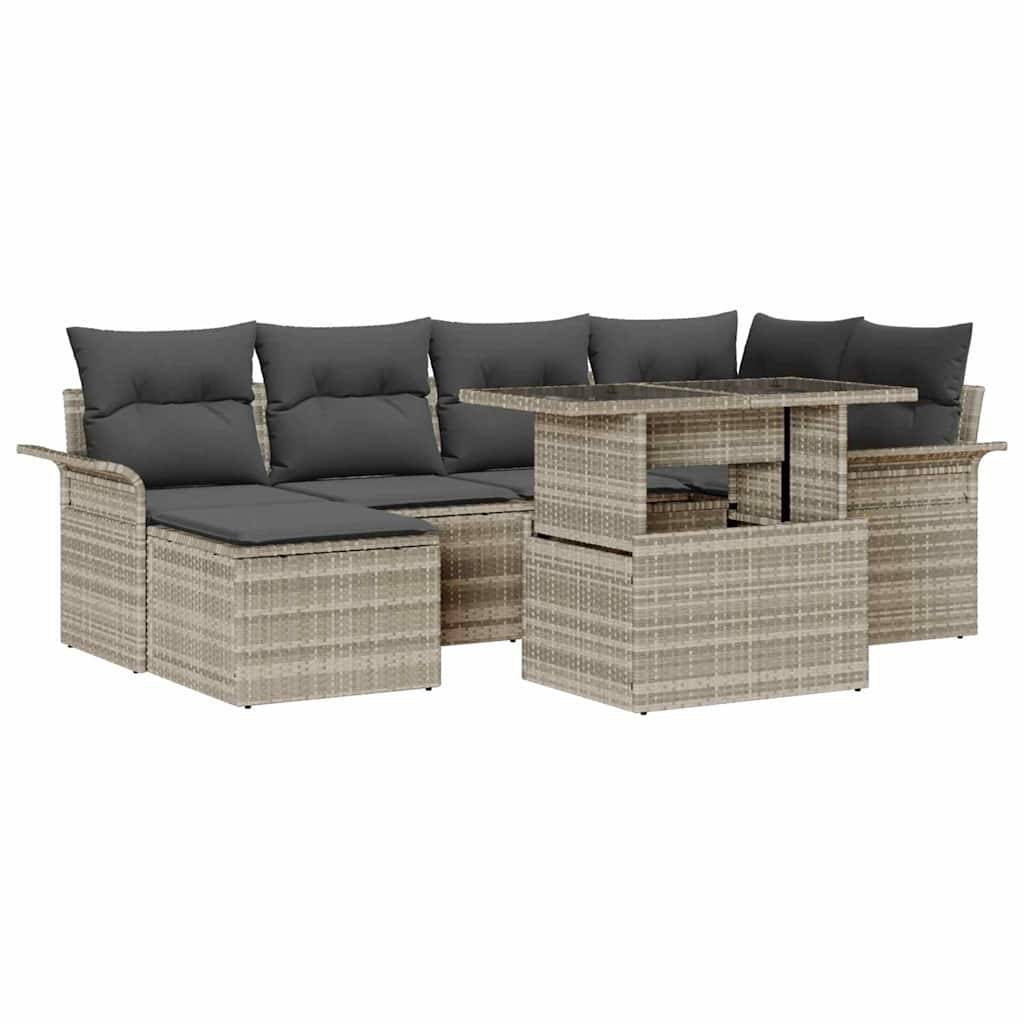 Salon de jardin modulable 7 pcs avec repose-pieds pour 6 personnes Gris clair – ComfortXL Outdoor Living - Image 2