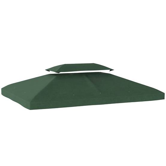 Toile de Rechange 4x3m Polyester pour Tonnelle Double Toit Anti-UV Couleur Vert - ComfortXL Outdoor Living - Image 1