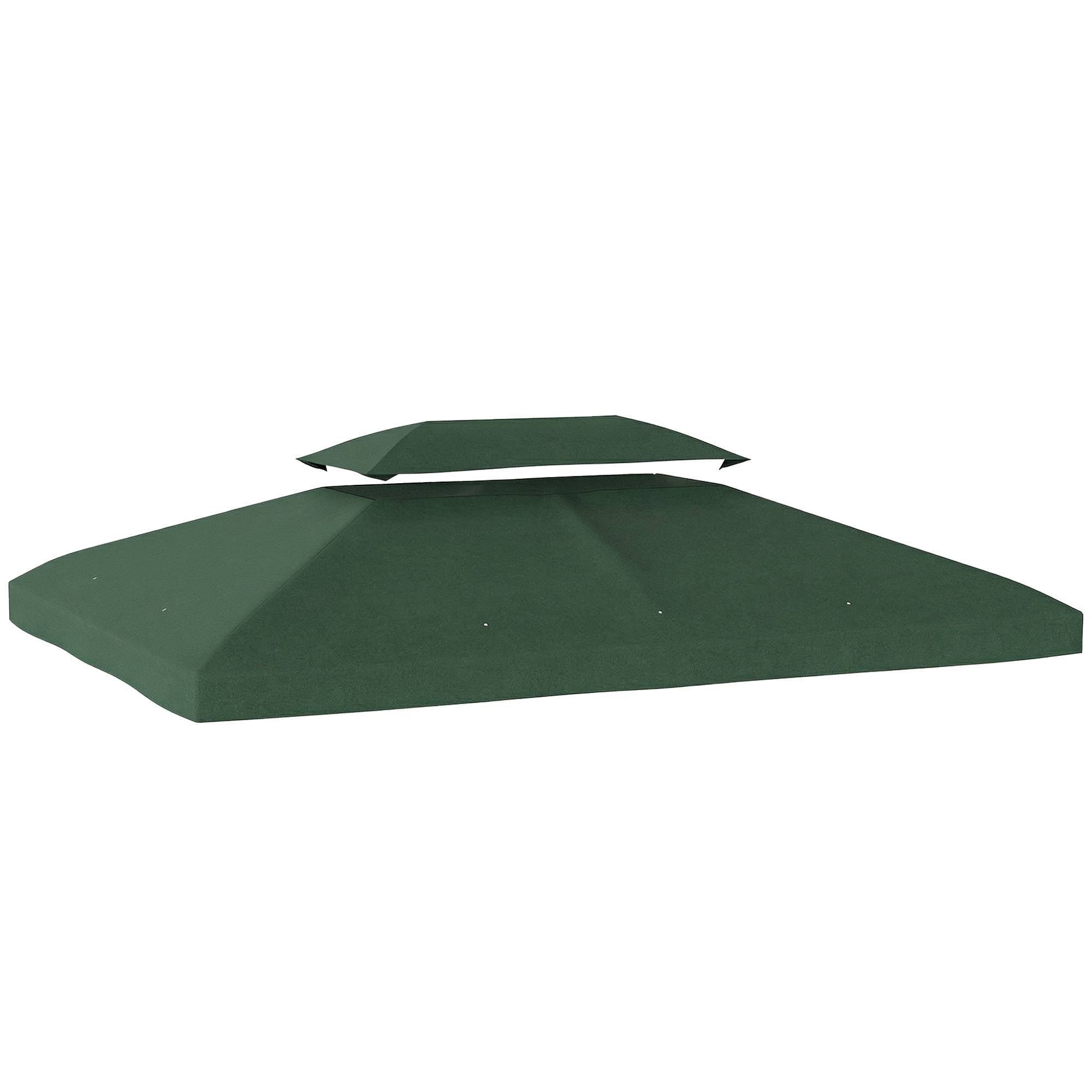 Toile de Rechange 4x3m Polyester pour Tonnelle Double Toit Anti-UV Couleur Vert - ComfortXL Outdoor Living - Image 1