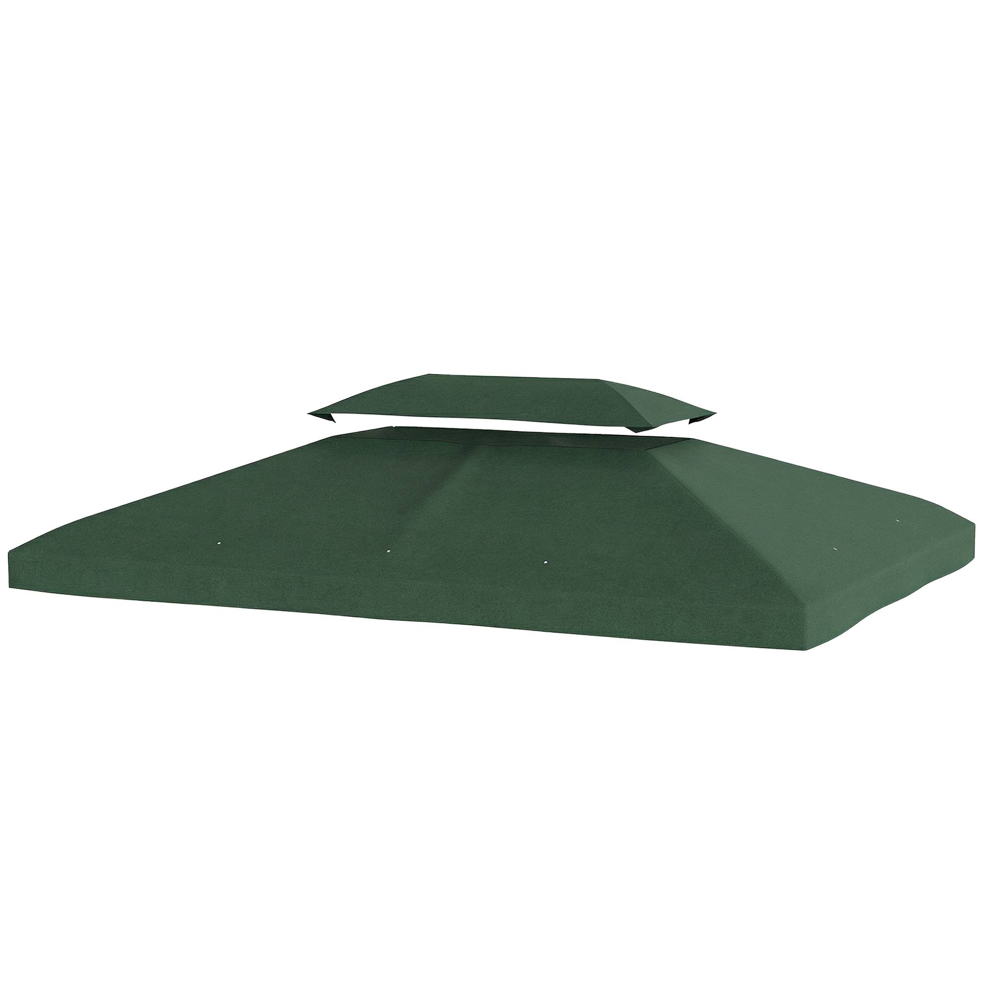 Toile de Rechange 4x3m Polyester pour Tonnelle Double Toit Anti-UV Couleur Vert - ComfortXL Outdoor Living - Image 2