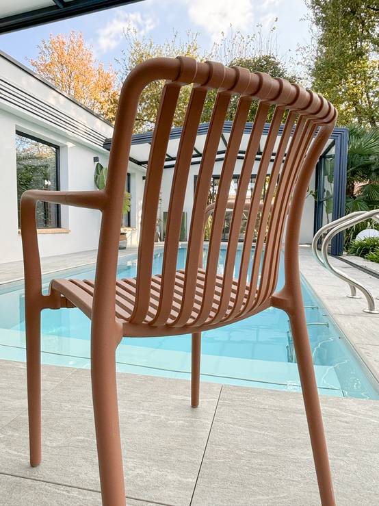 Fauteuil de jardin empilable en Polypropylène - Terracotta - TIAGO - Image 3