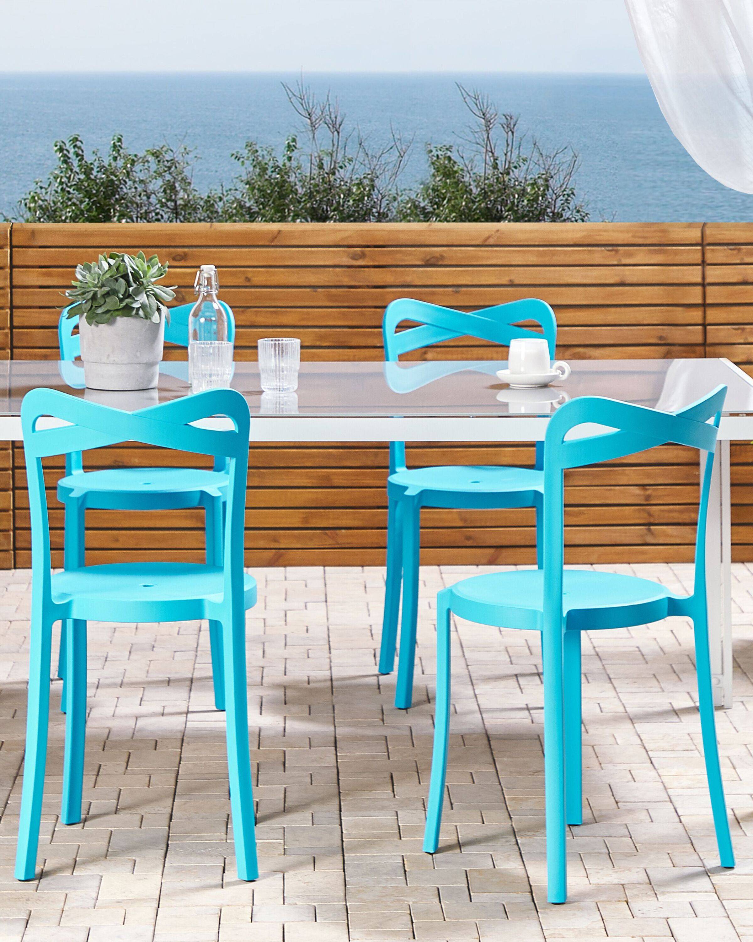 Beliani - Lot de 4 Chaises de Salle à Manger Design en Plastique Bleu Turquoise Empilables pour Intérieur et Extérieur au Style Moderne et Scandianave Beliani - Image 2