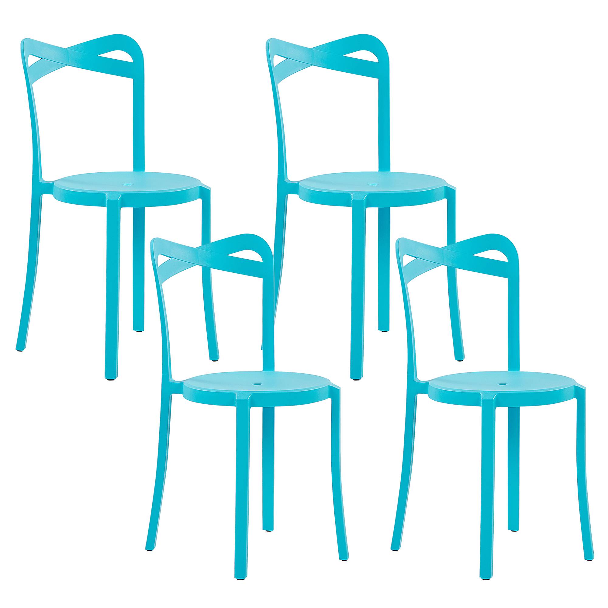 Beliani - Lot de 4 Chaises de Salle à Manger Design en Plastique Bleu Turquoise Empilables pour Intérieur et Extérieur au Style Moderne et Scandianave Beliani - Image 1