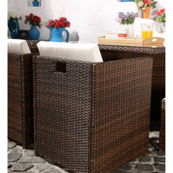 Salon de jardin 8 places marron-blanc + housse de protection MIAMI - Image 6