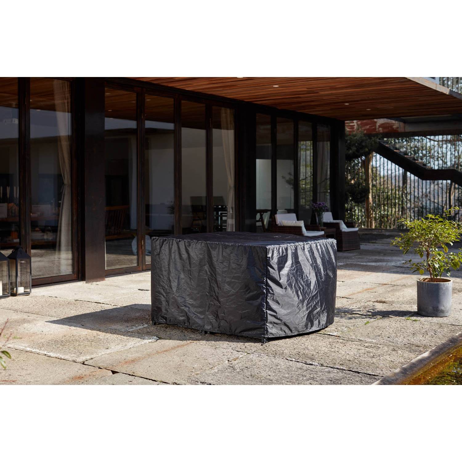 Salon de jardin 8 places marron-blanc + housse de protection MIAMI - Image 4