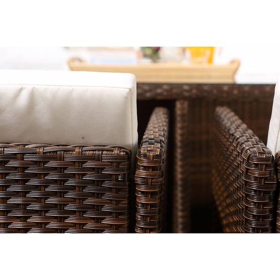Salon de jardin 8 places marron-blanc + housse de protection MIAMI - Image 2