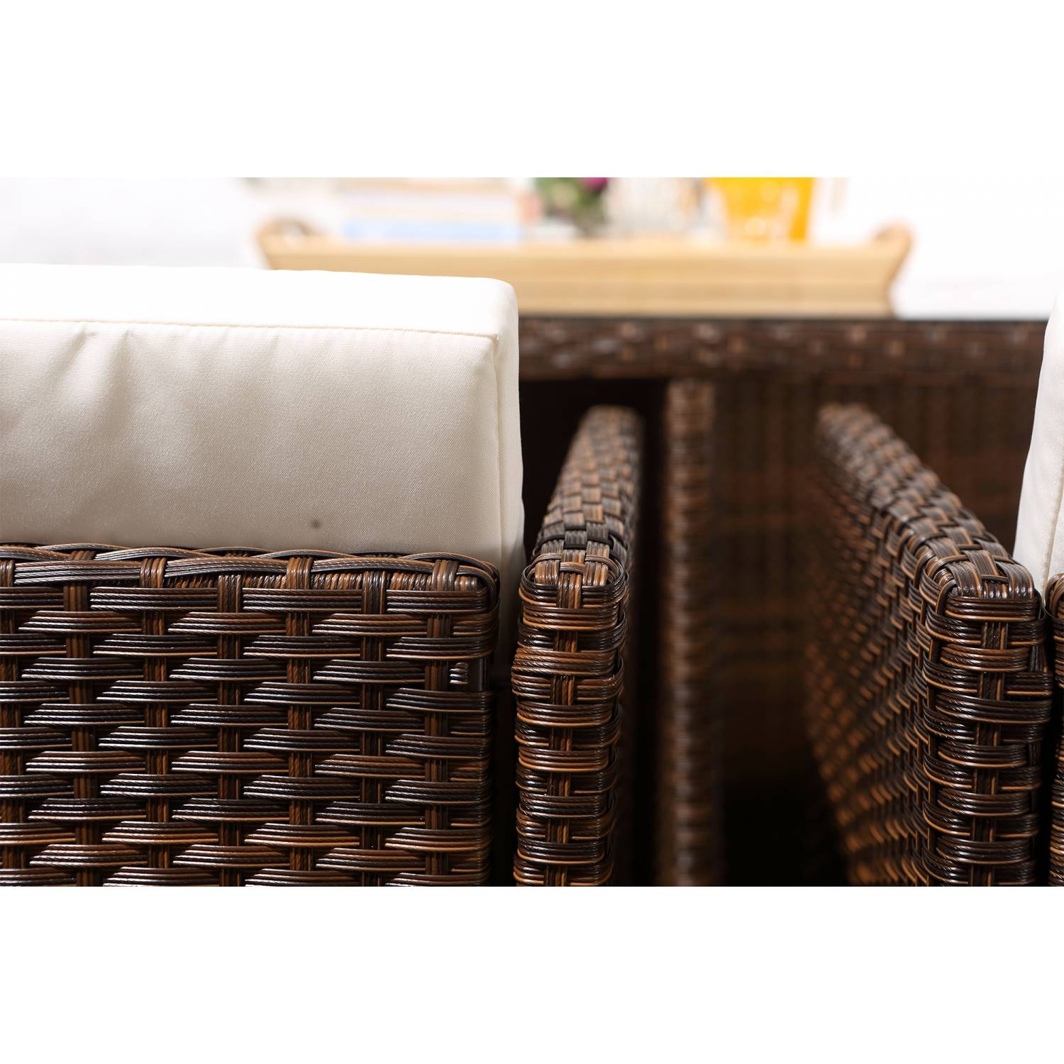 Salon de jardin 8 places marron-blanc + housse de protection MIAMI - Image 2
