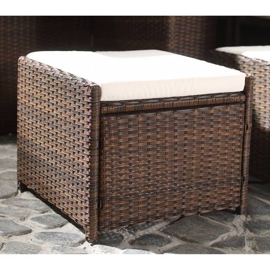 Salon de jardin 8 places marron-blanc + housse de protection MIAMI - Image 5