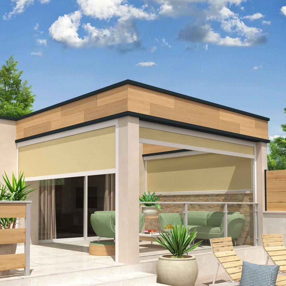 Intersun - Coffre à coulisses pour pergola LOLITE 2,50x2,50 M (Motorisé à Télécommande - Blanc - Ecru) - INTERSUN - Image 1
