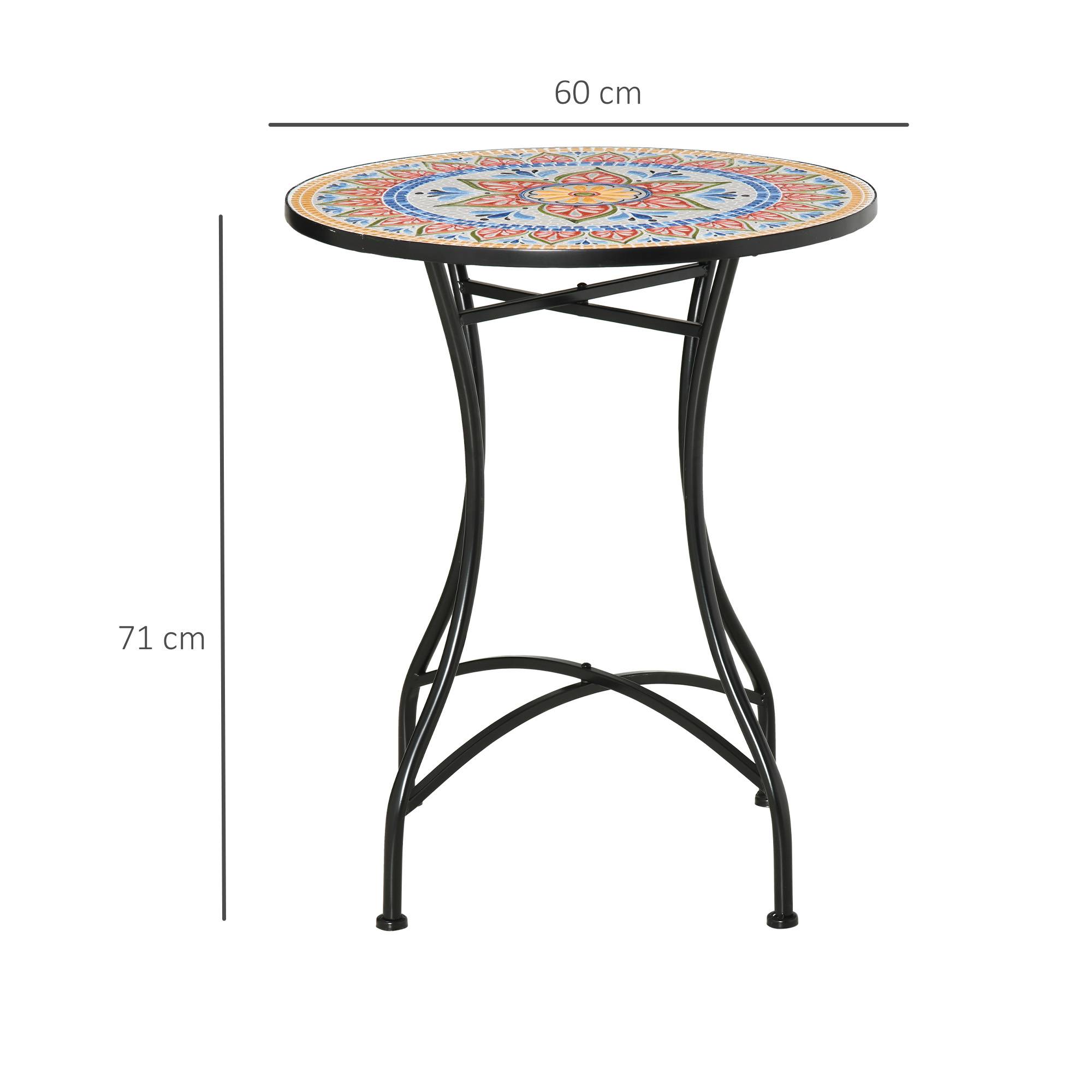 ComfortXL - Table de jardin ronde métal Ø60 cm mosaïque multicolore pour repas balcon terrasse - ComfortXL Outdoor Living - Image 5