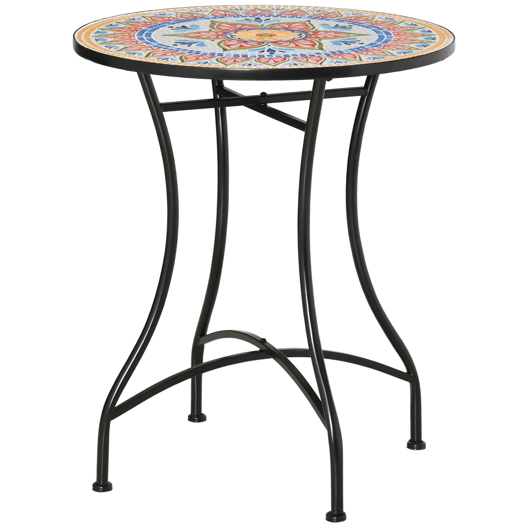 ComfortXL - Table de jardin ronde métal Ø60 cm mosaïque multicolore pour repas balcon terrasse - ComfortXL Outdoor Living - Image 2