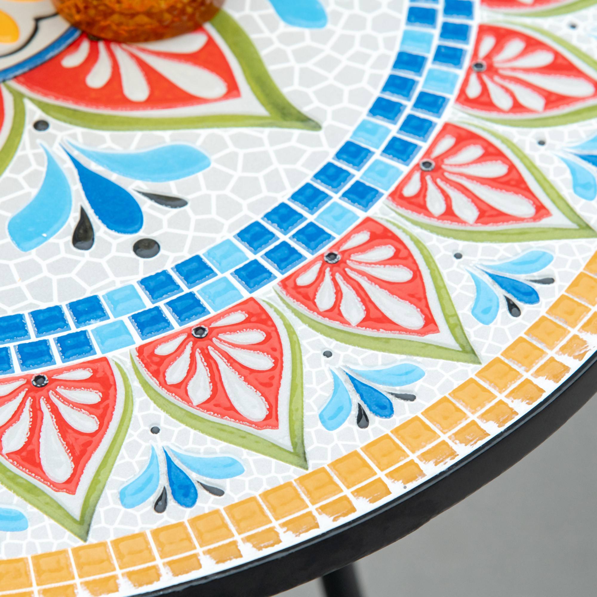 ComfortXL - Table de jardin ronde métal Ø60 cm mosaïque multicolore pour repas balcon terrasse - ComfortXL Outdoor Living - Image 9