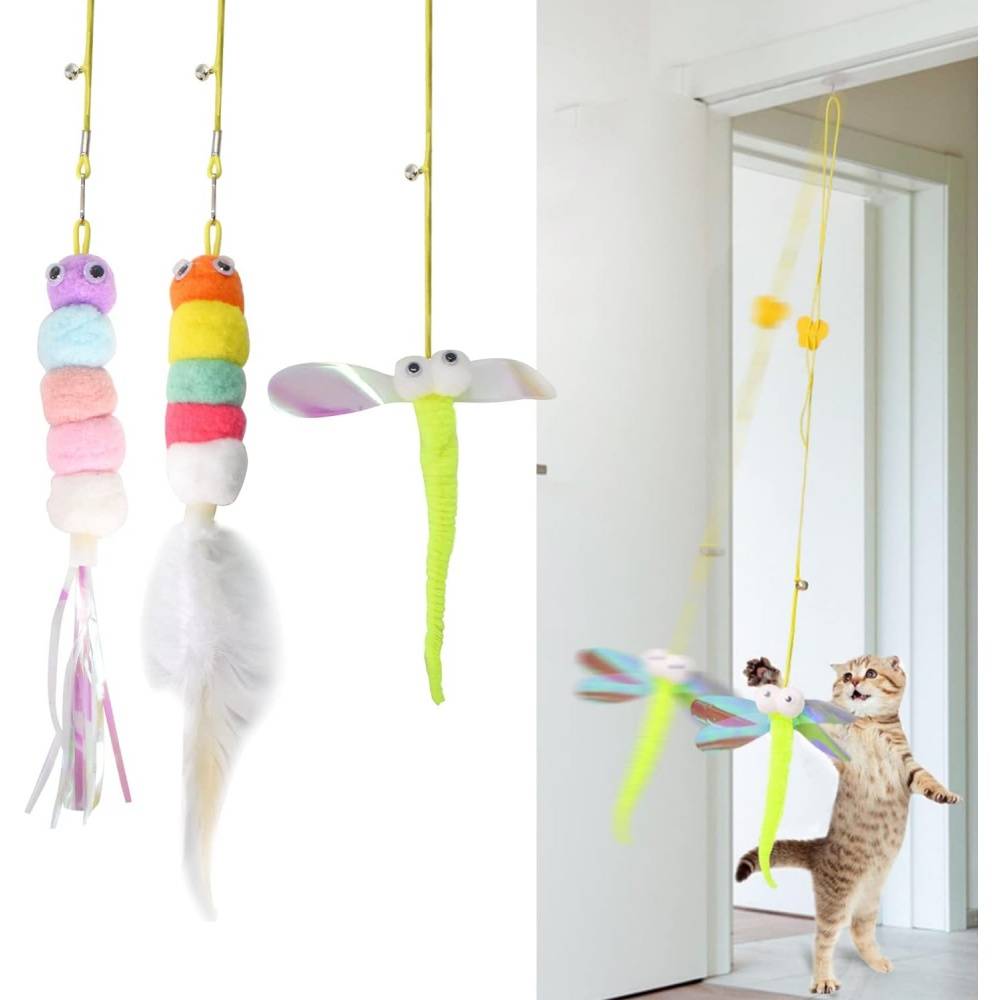 Jouets pour chats-Jouet suspendu pour chat 3-en-1 avec plumes et cataire - Living123 - Image 1