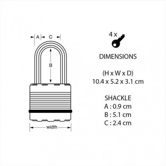 Master Lock - Cadenas à clé MASTER LOCK acier laminé, l.50 mm - Image 4