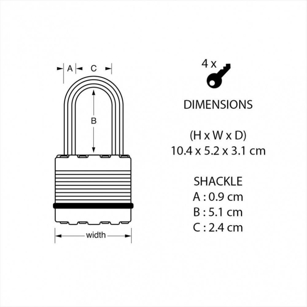 Master Lock - Cadenas à clé MASTER LOCK acier laminé, l.50 mm - Image 4