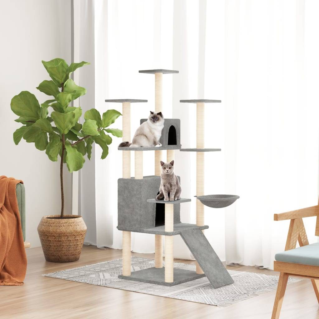 Vidaxl - Arbre à chat avec griffoirs en sisal Gris clair 154 cm vidaXL 171691 - Image 1