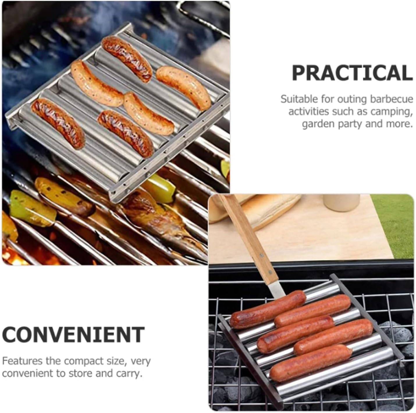 2 rouleaux à hot-dogs avec manche en bois, 8 brochettes, acier inoxydable, 17 x 18,5 cm-Lytech - Image 9