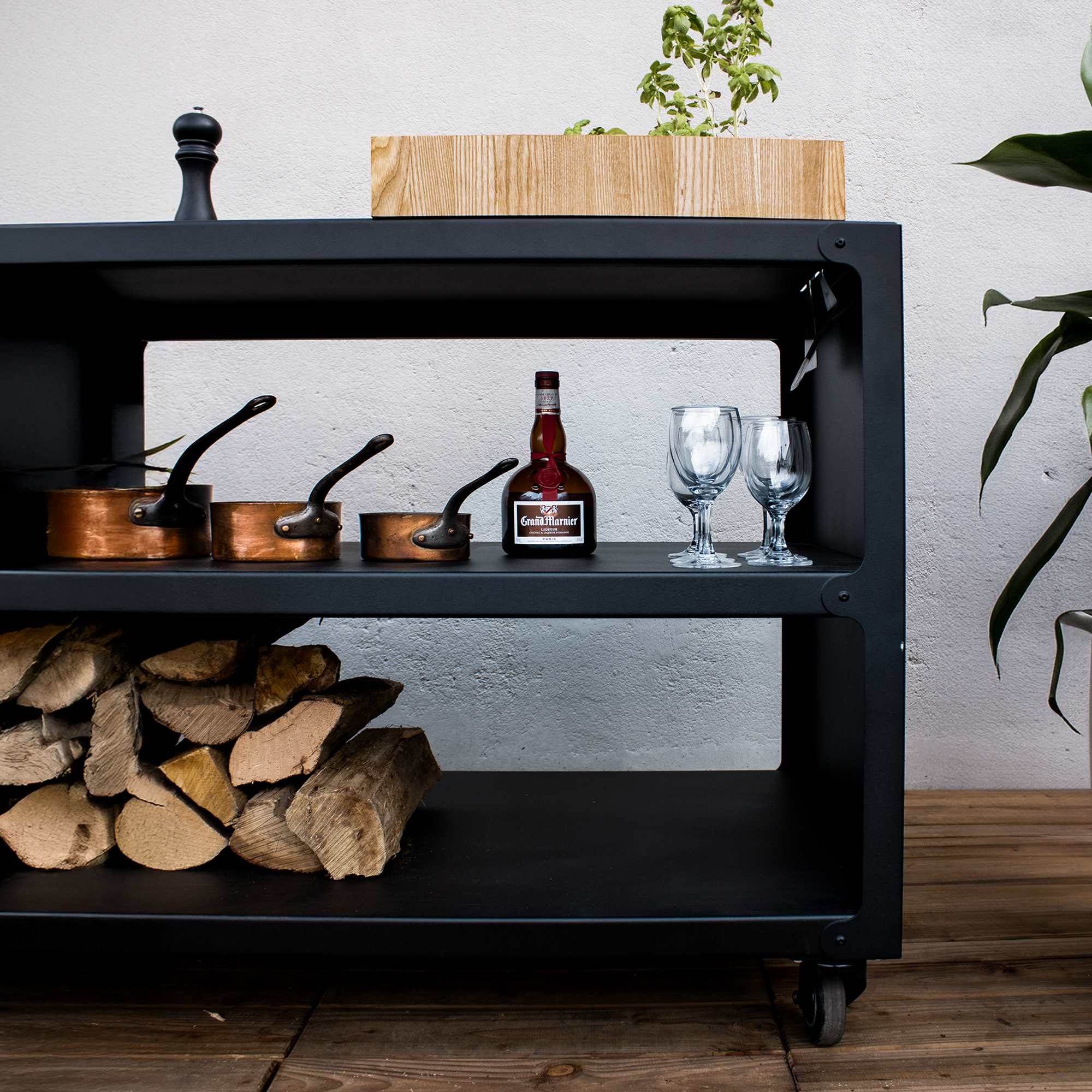 OYAT - Desserte Pontaillac 120 Noir - Mobilier de cuisine extérieure en acier thermolaqué - OYAT - Image 2
