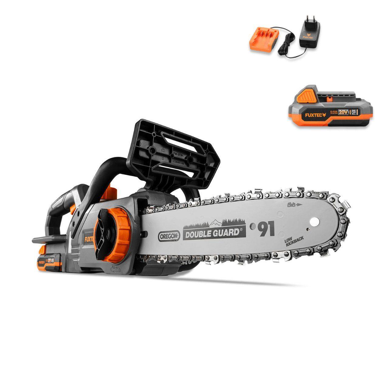 Tronçonneuse batterie - FUXTEC FX-E1KS20 - 20V Guide 10 pouces - Set batterie 2Ah et chargeur 1A