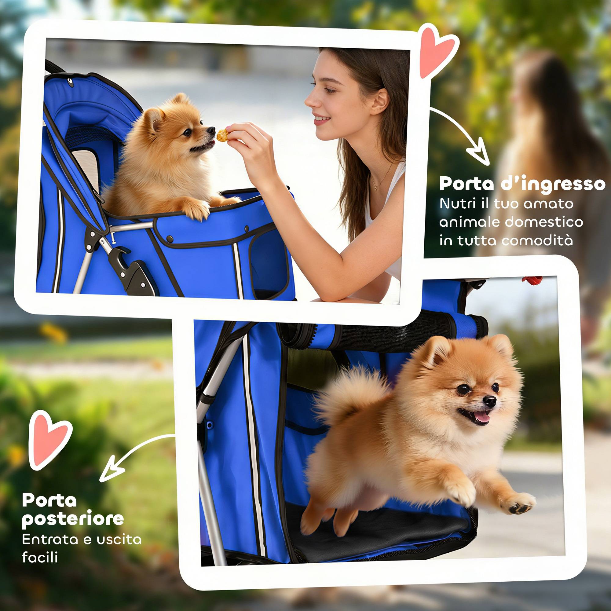 Poussette pour chien et chat, pliable, jusqu'à 10 kg, bleue - Image 9