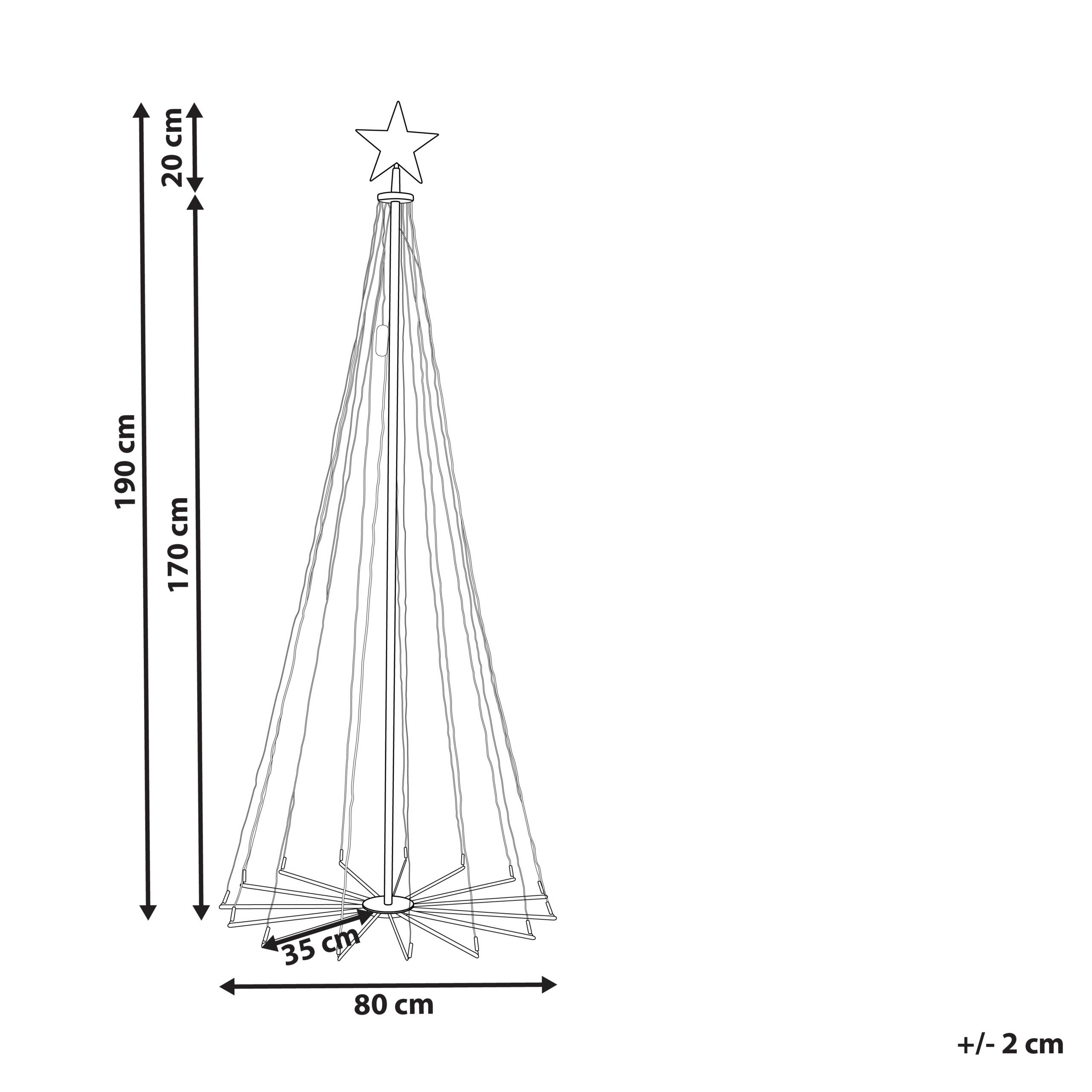 Beliani - Sapin de Noël avec Lumières LED Multicolores Contrôlable et Personnalisable par Application avec Interrupteur Décoration - Image 3