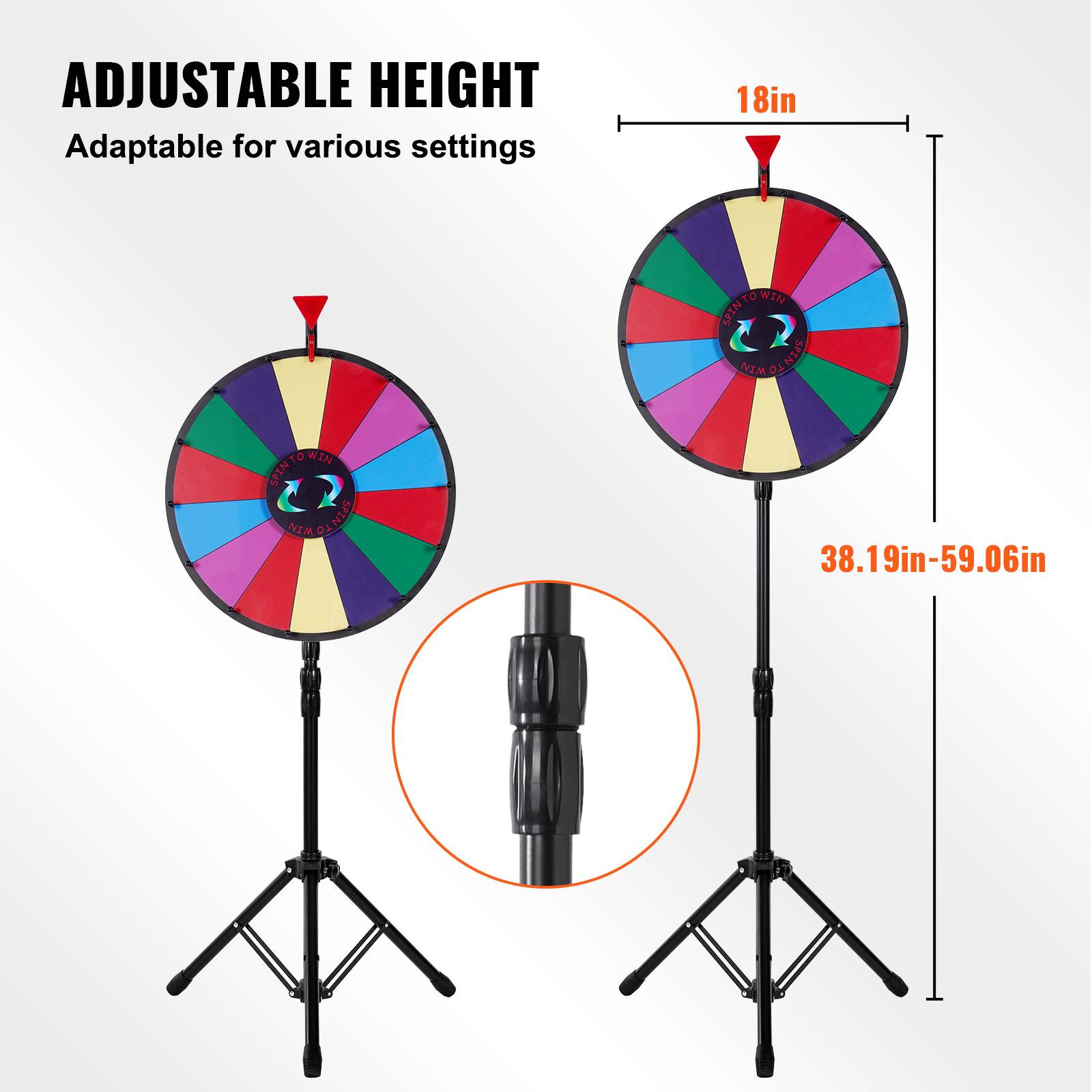 Roue De Loterie VEVOR 30,5 Cm – 10 Emplacements Personnalisables – Support Antidérapant – Marqueurs Effaçables Inclus – Pour Fêtes, Kermesses Et Salons