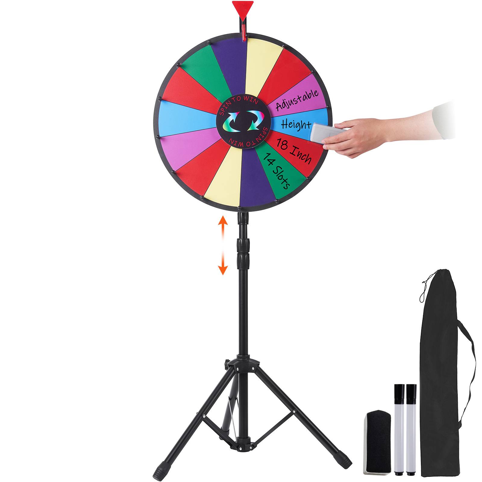 VEVOR Roue de prix rotative de 30,5 cm, 10 emplacements avec support, roulette Win Fortune de table avec un effaceur à sec et 2 marqueurs, 5 couleurs, assemblage facile, pour fête, pub