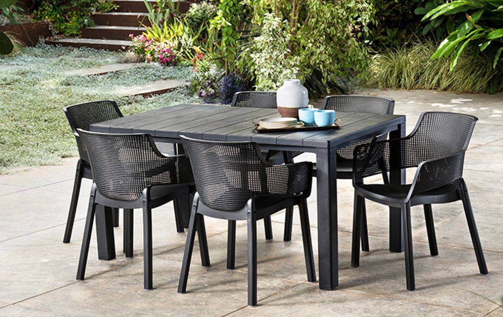 Keter - Chaise de jardin Elisa - Lot de 6 - Anthracite - KETER - Image 3