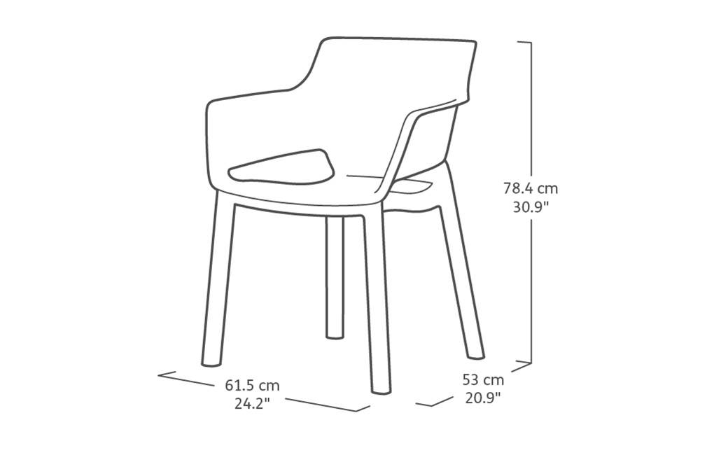 Keter - Chaise de jardin Elisa - Lot de 6 - Anthracite - KETER - Image 4