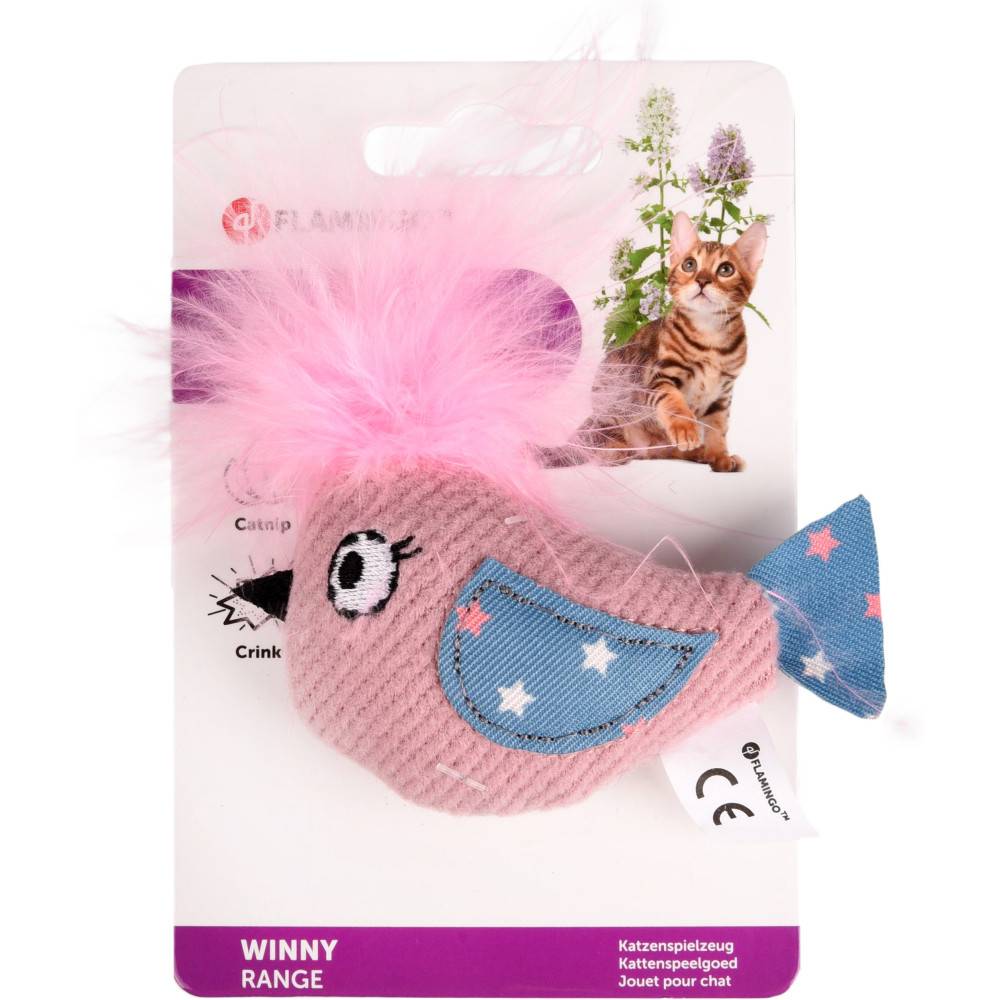 Flamingo - Oiseau rose WINNY  taille 9 x 10 x 3 cm Jouet pour chat - Image 3