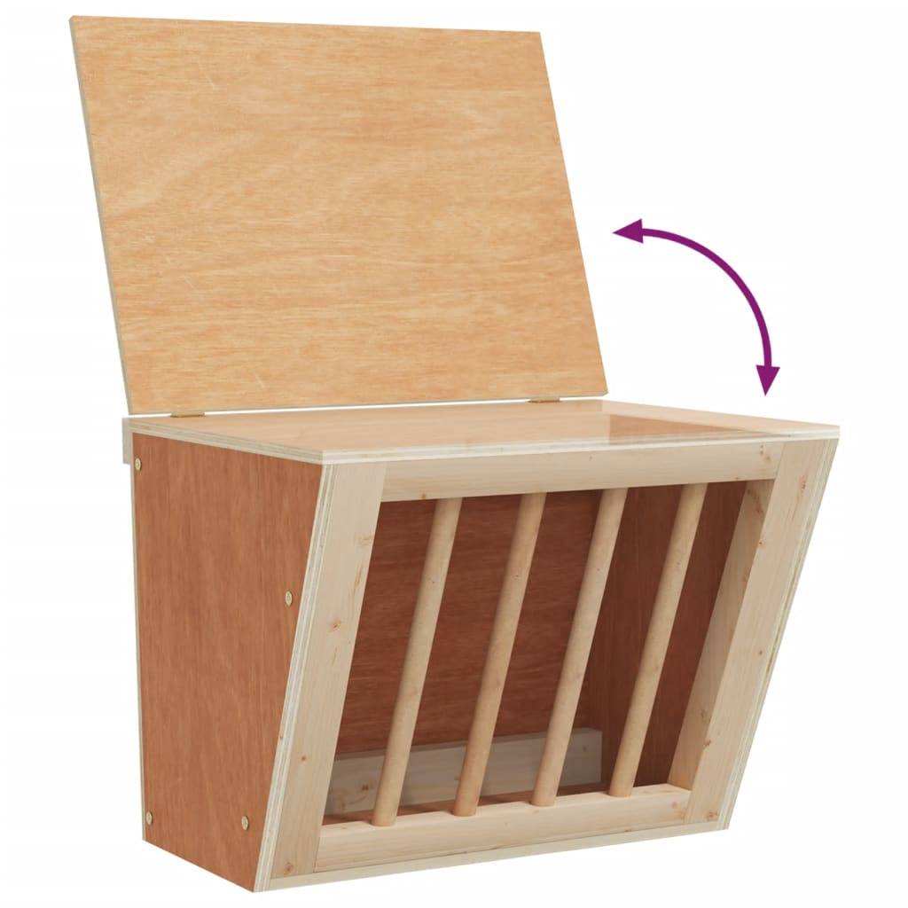 ComfortXL - Râtelier Foin Lapin Bois Sapin Massif Mural 25cm Pratique - ComfortXL Outdoor Living - Image 6
