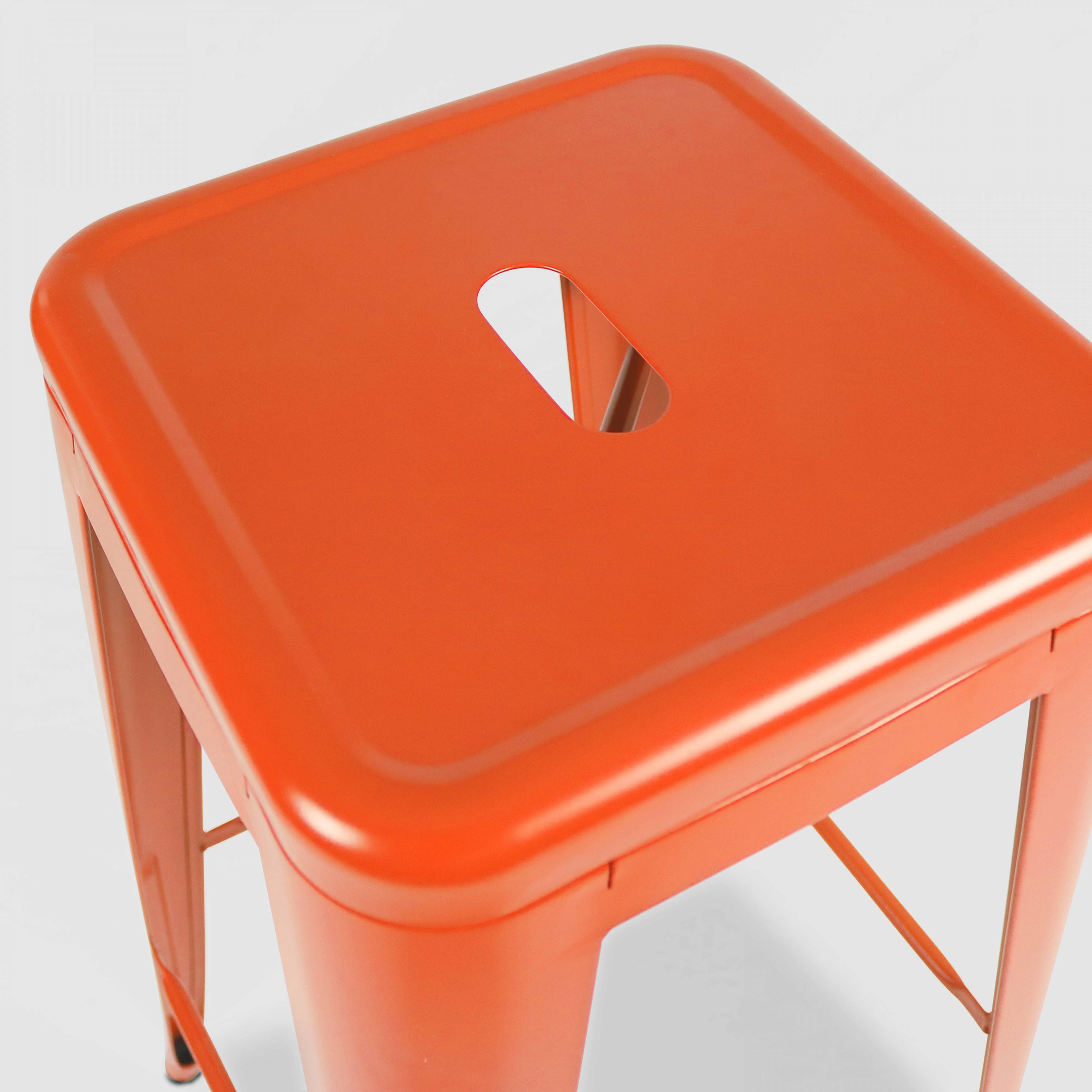 Oviala - Lot de 4 tabourets de bar en acier orange mat Indus - Oviala - Image 4