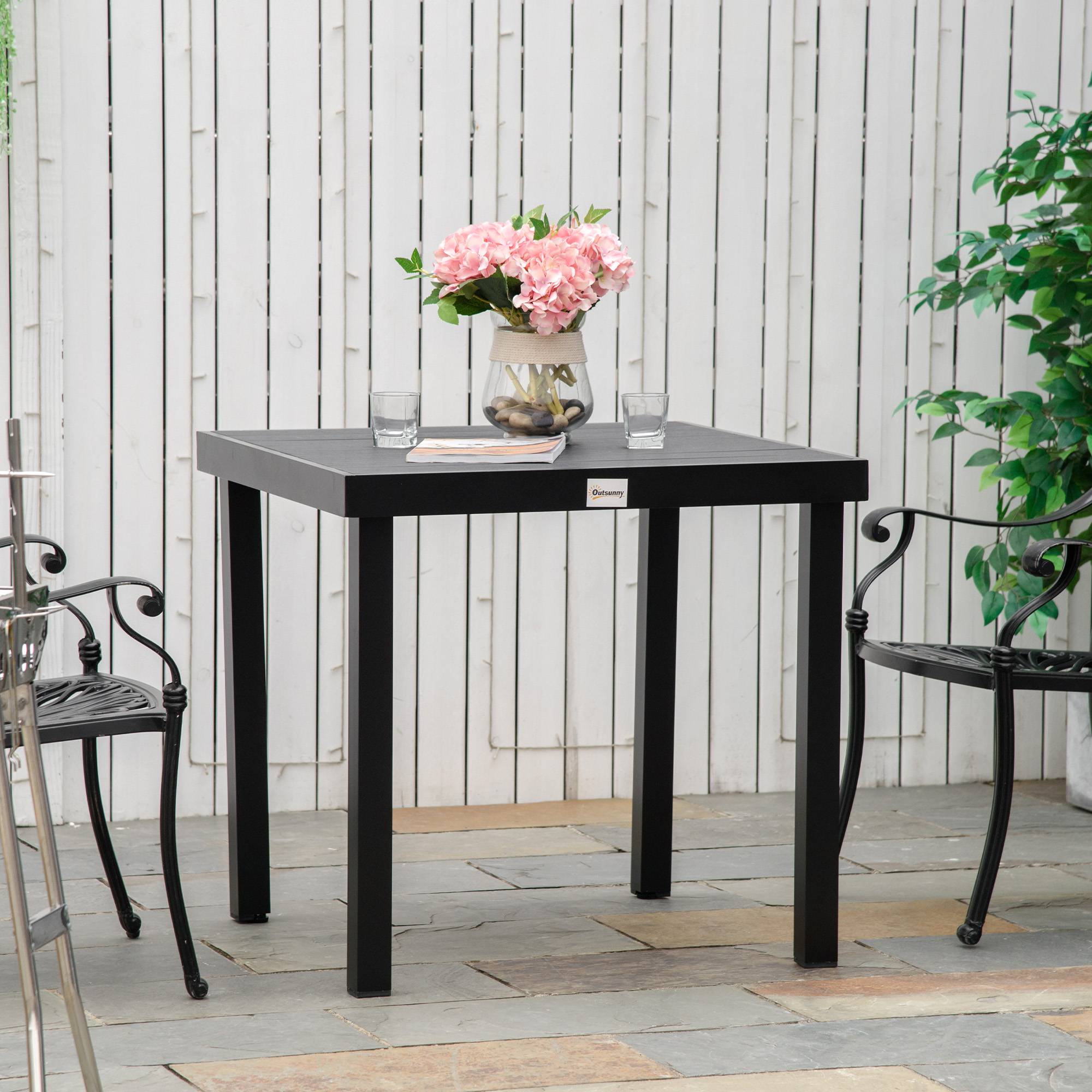ComfortXL - Table de jardin carrée 4 places aluminium et plastique effet bois 78x78cm noir - ComfortXL Outdoor Living - Image 9
