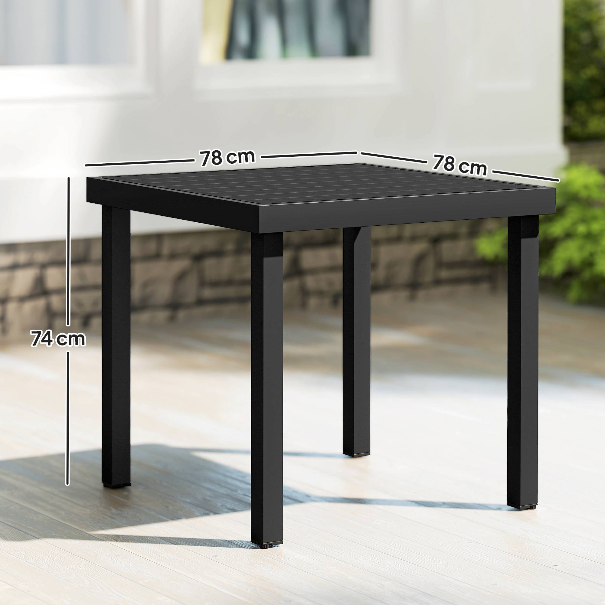 ComfortXL - Table de jardin carrée 4 places aluminium et plastique effet bois 78x78cm noir - ComfortXL Outdoor Living - Image 5